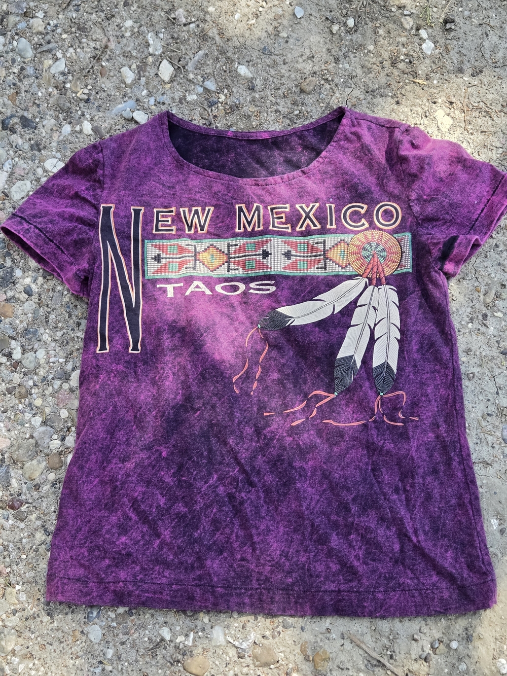 Vintage Aztec New Mexico Taos Purple Tie Dye Womens Top